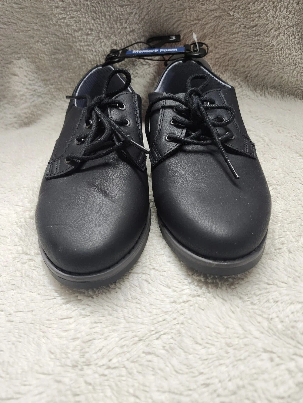 NWT Boys Wonder Nation Size 3 Memory Foam Black Casual Oxford Shoes